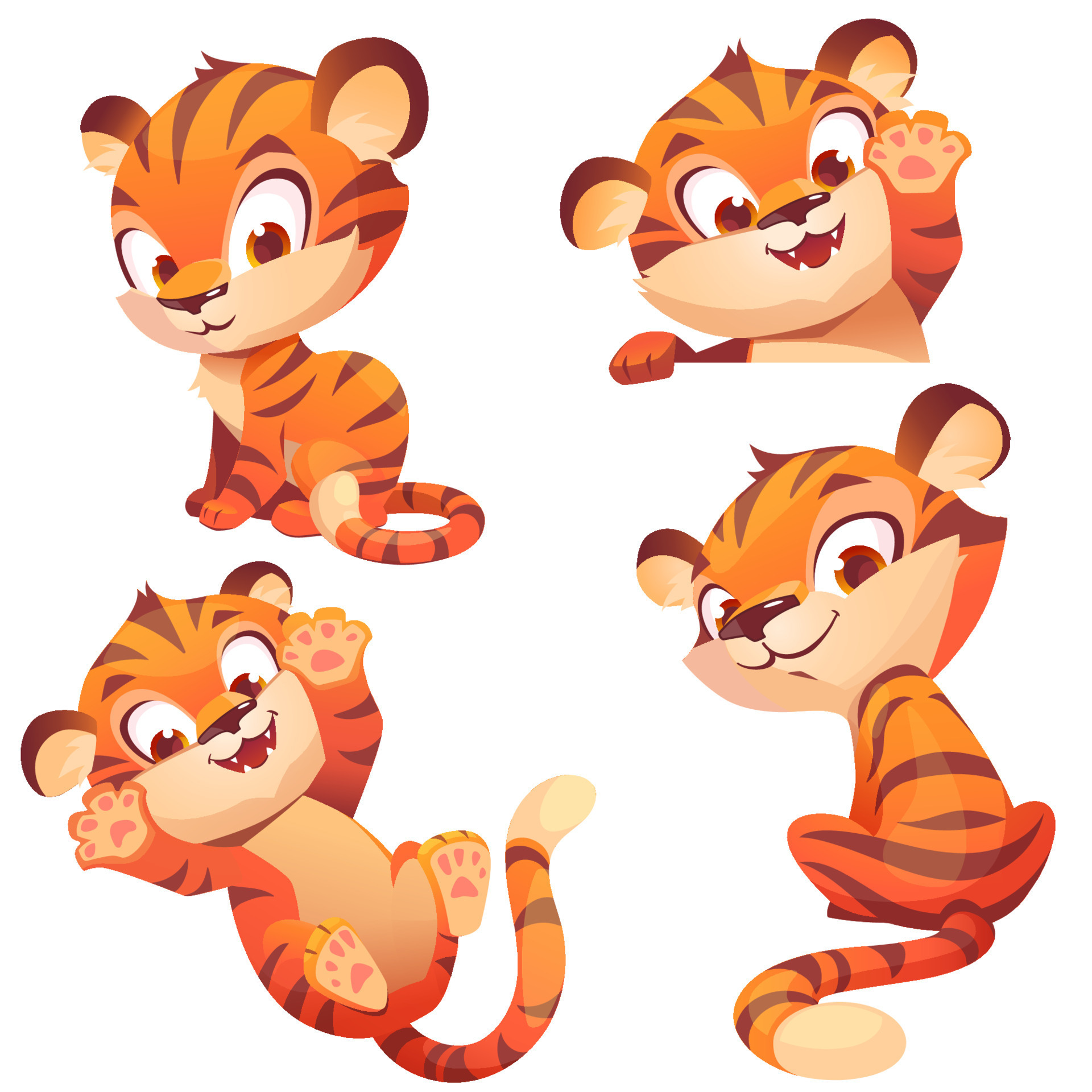 jogo de personagem de filhote de tigre fofo e saudação 14320070 Vetor no  Vecteezy
